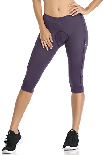 Santic Cykeltights dam vadderade cykelbyxor leggings långa byxor dam träning cykel, E-lila capribyxor, XXL