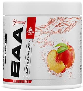 PEAK Yummy EAA - 400g Geschmack White Tea Peach I 25 Portionen I essenzielle Aminosäuren I optimierte Matrix zur Proteinbiosynthese I MAP - Formel I Muskelaufbau & -versorgung I vegan