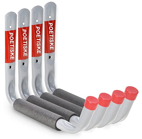 unp POETISKE Utility Hooks Ladder Hooks with 9.8'' Jumbo Arm Garage Storage Organizer Hang Folding Chair Bike Ski Tool Heavy Duty 4PC