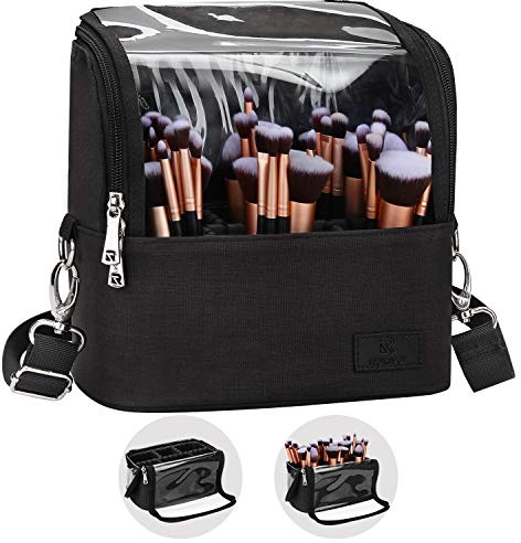 Kosmetiktasche,Relavel Make up Pinsel Tasche, Make up Organizer, Multifunktionaler Kosmetikpinselhalter, Kulturbeutel mit Tragegurt, Wasserdicht, für Damen und Mädchen(L)