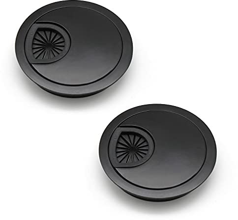 SRJQXH 2 Stück Kabellochabdeckung, Kabeldurchführung Schreibtisch, Schwarz, Zinklegierung kabeldurchlass für Schreibtische 60 mm, Büro & Arbeitsplatten