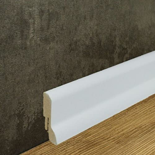 PROVISTON Battiscopa | profilo arrotondato | 20 x 60 x 2500 mm | laminato MDF | bianco | annuale RAL 9016 | battiscopa moderno | 2,5 metri