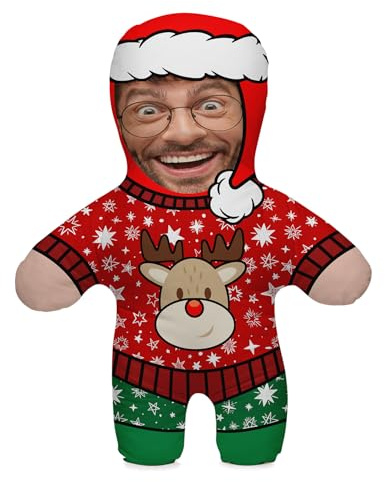 Ferocity Kissen mit eigenem Foto Personalisiertes Lustiges Fotogeschenk mit eigenem Gesicht Bedruckt 45 cm Hoch Body Körper Foto-Kissen Fotokissen Geburtstag Weihnachten Motiv Xmas Mood [091]