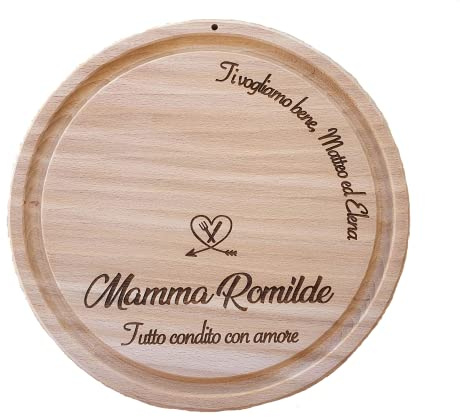 Tagliere in legno personalizzato 25 cm - Tagliere festa della mamma - perfetto per contatto con alimenti - Made in Italy - scegli personalizza la grafica per la tua mamma!