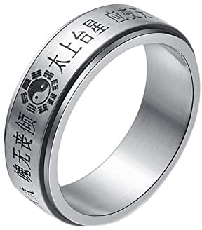 Homxi Ringe Edelstahl Herren,Ring Gravur Herren Spinner Yin Yang Ethnisch Schwarz Fingerringe Herren Ringe Herren Gr.60 (19.1)
