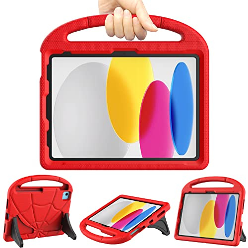 TrendGate Kids Case for iPad A16 11th Gen 2025/iPad 10th Gen 2022 - Red | 10.9''/11'' Case, Lightweight, Shockproof, Soft, EVA, Handle Stand, Pencil Holder, iPad Air 6/Air 5/Air 4 Gen, iPad Pro 11