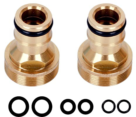 YAAVAAW 2Pcs Brass Hose Tap Connectors Kitchen Sink Connector, Kitchen to Adapter Mixer Connector, 22mm Threaded Connector for Swan Neck Tap, Garden, Bathroom, (YA-BrassConnector)