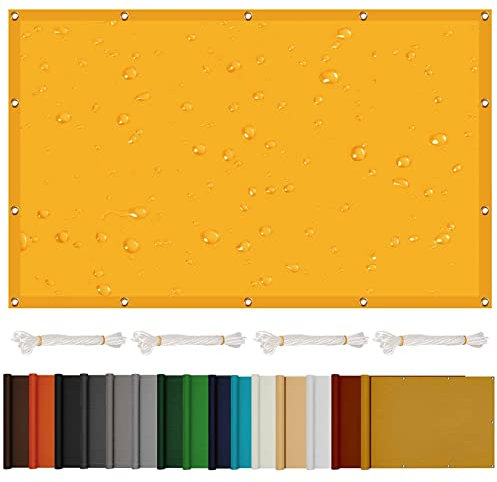 Vela Ombreggiante Rettangolare Tenda Sole 1.5 x 1.6 m Uv 98% Parasole Giardino Esterni Protezione Vela Ombreggiante Rettangolare con Corde e Occhiello Per Giardino, Oro