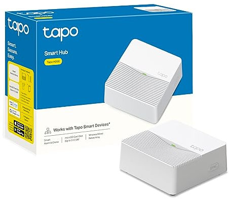 Tapo H200 Smart Hub with Alarm & Chime, Works with Tapo Switches, Buttons, Sensors, Cameras and Video Doorbells, Connect Up to 64+4 Devices, 19 Ringtones, Low-Power Wireless, Local microSD Storage