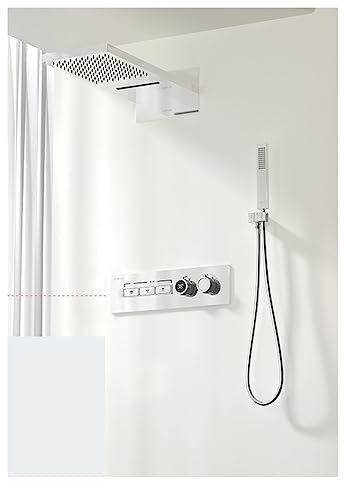 2024 New Luxury Black Brass Shower System,Wall-Mounted LED Digital Display Design,Cold & Hot Dual-Control 4-Function Ceiling Shower Tap LED Shower Panel(Color:3S Chrome-01)