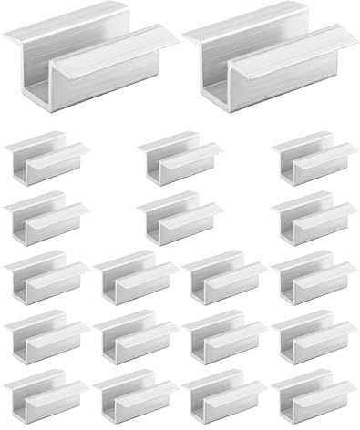 QWORK® 20 Stück Mittelklemme Solarmodul Photovoltaik, Aluminium PV Montage für Modulhöhe 25-40 mm, zur Montage von Aluminiumprofilen 20 mm