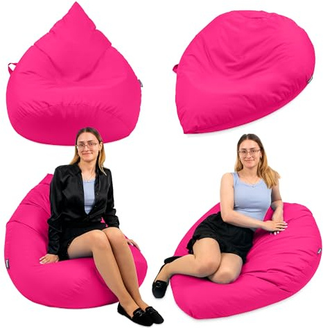 Droplet-Lounge Sitzsack Tropfenform XL 70cm | Sitzkissen Outdoor Indoor Kinder | Bean Bag Bodenkissen mit Füllung | Oxford 600D Oeko-TEX | wasserabweisend (Rosa)
