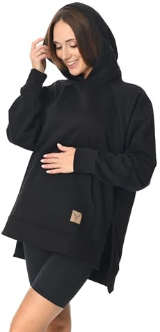 MijaCulture Umstandsmode 2 in 1 Maglione per allattamento & Maglione premaman Stilltop Stillpulli Stella M014, Nero , L-XL