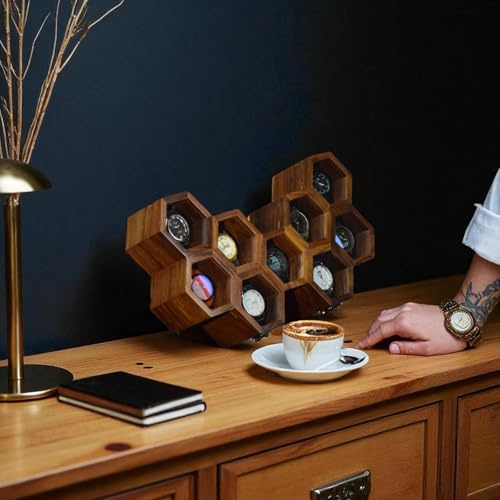 Uhrenbox für Herren, Einzelschlitz-Uhrenvitrine, Uhrenbox, Organizer, dunkles Rosenholz, Uhrengehäuse für Herren, Uhrenaufbewahrung, Valentinstagsgeschenk, Uhrenetui für Reisen mit Glasdeckel (neun