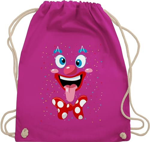 Turnbeutel Rucksack - & - Taschen - Clown Gesicht Kostüm Karneval Clownkostüm Lustig Fasching I Fastnacht I Fasnacht I Fasnet - Unisize - Fuchsia - karnevalsbeutel faschings clowns rucksäcke