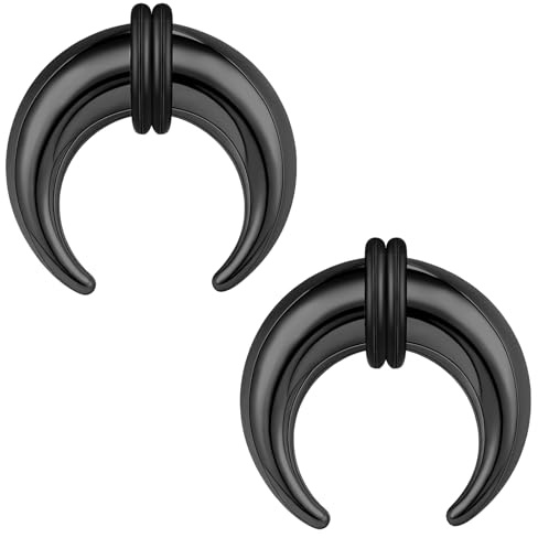 ZS 2 Stück Pincher Tapers Septumringe, 2G 4G 6G 8G 10G 14G 16G Schwarz Buffalo Horseshoe Stretcher Expander Piercing Zum Dehnen Von Durchbohrten Nasen Ohr Messgeräten (2g, 12mm)