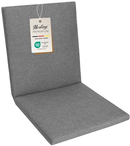 Herlag Sunny Niedriglehner-Auflage 103x50x4 cm | wetterfest & UV-beständig | wasserfest | waschbarer Bezug mit Reißverschluss | Gartenstuhl Auflage | Öko-Tex 100 | Grau