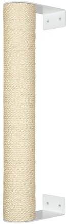 Kratzbaumland 15 cm Style-Kletterstange Kratzstange Wandelement für Katzen (80 cm, Natur)(Weiß, Metall)