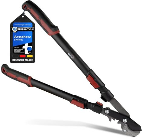 siwitec Teleskop Amboss Getriebeastschere SG-23, Amboss Baumschere für frisches Holz bis zu Ø 40 mm, Astschere mit scharfer Klinge aus Kohlenstoffstahl, Länge: 66-92 cm, Baumschere, Gartenschere