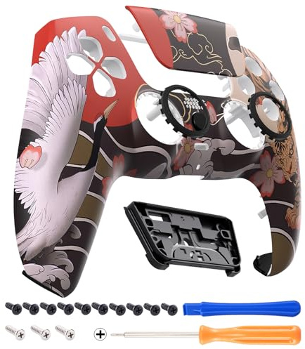 eXtremeRate LUNA Redesigned Front Shell Touchpad Compatible with ps5 Controller BDM-010 020 030 040 050, Tiger & Crane Replacement Faceplate Case Custom Touch Pad Cover Compatible with ps5 Controller