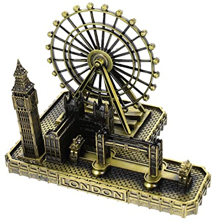 FUNOMOCYA Große Uhr Ornament Legierung London Gebäude Desktop Deko Souvenir Für Zuhause Büro