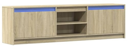 vidaXL TV Cabinet with LED, TV Unit for Living Room Office, TV Stand with Storage, Entertainment Centre, Modern Style, Sonoma Oak Engineered Wood