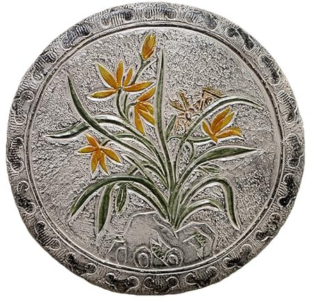 WYRMB Trittsteine, Klassische Geschnitzte Trittsteine mit chinesischer Blume, dekorative Trittsteine für Gehwege für Blumenbeete im Garten im Freien, Rasen- und Hofdekorationsf