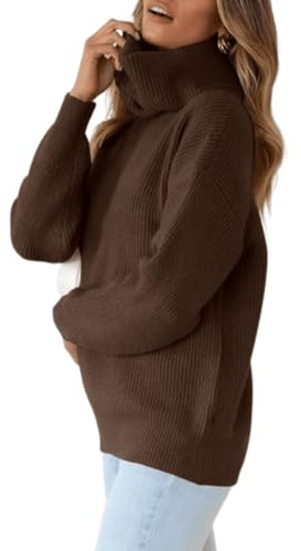 Womens Ladies Chunky Knit Knitted Pullover Long Sleeve Oversized Roll Cowl Neck Jumper Tops Ladies Chunky Knitted Baggy Oversized Sweater (UK, Numeric, 16, 18, Regular, Regular, Chocolate)