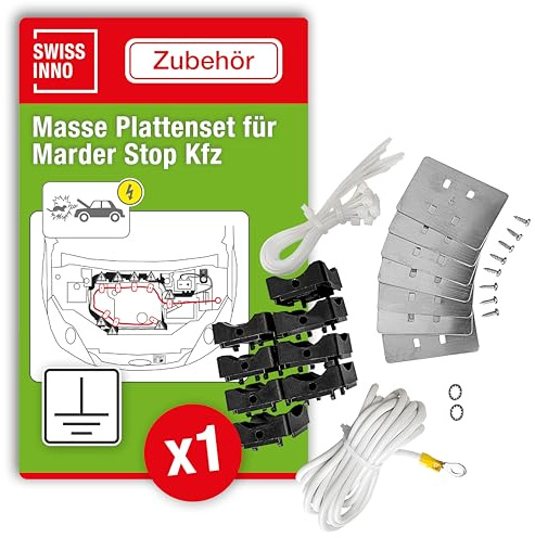 SWISSINNO Marderschreck Masseplatten Set für Marderabwehr Auto Hochspannung Marderabwehr KFZ - 45 pcs Profi Kit für Kunststoff Motorraum, geeignet für Marten Repellent Free Set - Einfache Installation | Nur mit MSK-Hauptgerät nutzbar, für Kunststoff-Motorräume, ideal für Hybrid und E-Auto, wetterfest, Montage ohne Werkzeug