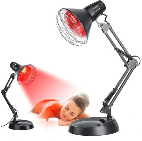 SanBouSi Tragbarer Infrarot Lampe Stand Fernes Infrarot Wärmelampe Infrarottherapie Rotlichtlampe Infrarotlicht Table zur Linderung von Schmerzen 360 ° Regulierbar Infrarotlampe
