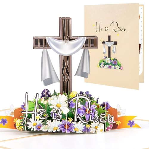 CNLITIHEKA Biglietto di Pasqua pop-up, per bambini, familiari, amici, con busta.