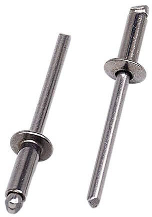 SKIR'CO Confezione da 100 rivetti ciechi in acciaio inox, 4,0 x 12 mm, testa a cupola, rivetti pop, DIN 7337, rivetti A2