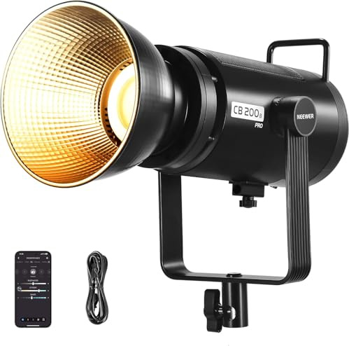 NEEWER 210W COB LED Videoleuchte mit 2,4 G/APP teuerung, 2700K-6500K Zweifarben Dauerlicht Leistung für Studiofotografie mit Bowens Halterung, 90000Lux/1m, CRI/TLCI97+, GM ±50, CB200B PRO
