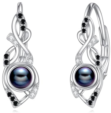 Mondstein/Perle Ohrringe für Damen 925 Sterling Silber Leverback Ohrstecker Tropfen Ohrringer Schmuck Geschenk für Mädchen