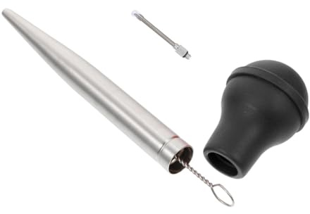 Ciieeo Stainless Steel Turkey Baster and Seasoning Injector Black Silicone Drip Oil Tube for Barbecue and Kitchen Cooking