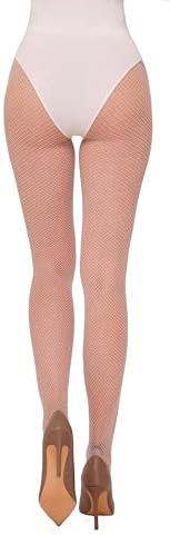 Annes styling fisknät tights nätstrumpor diamant strumpbyxor för kvinnor kors nät staket, 1 st Shakira Bianco, XL-XXL