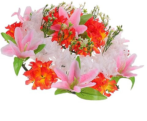 BESTYASH De Luto Artificial Lirios Arreglo Floral para Cementerio y Ceremonias Funerarias Adorno Conmemorativo Delicado y Realista