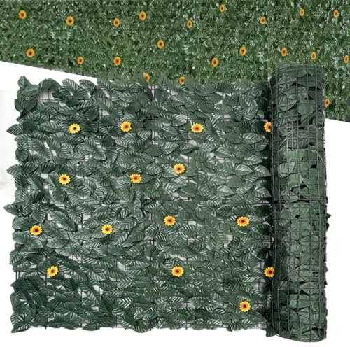 Clôture Feuilles Lierre, Haie Artificielle, Clôture en Feuillage Artificielle, Brise Vue Jardin Décoration, ÉcranJardinExterieur pour Balcon,Terrasse, JardinVert