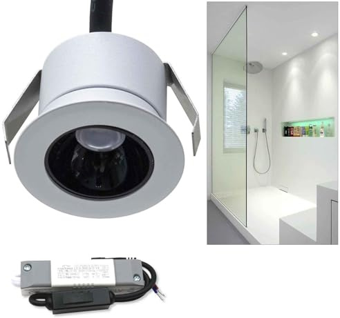 Mini Faretto Bianco Incasso LED 3W CCT da 2700K a 4000K Luce SPOT 26 Gradi Box Doccia Nicchia Bagno IP44 Vetrine, Espositori, Mensole, Ripiani, RA90 alimentazione 230V