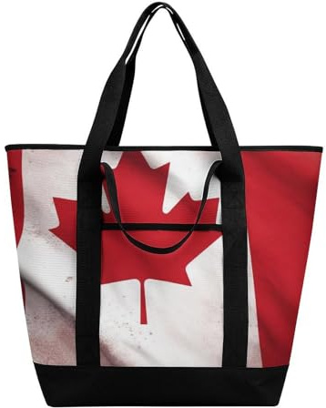 BVKWNTSA Borsa per la spesa isolata stampata con bandiera canadese di grande capacità, in tessuto Oxford impermeabile, adatta per shopping, picnic e altri scenari
