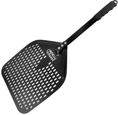 SomosTrade Premium Pizzaschieber 30 x 39 cm (12 Zoll) | Aluminium perforiert | Abnehmbarer Griff | Pizzaheber für Grill & Backofen | Pizzaschaufel für knusprige Pizza wie vom Italiener