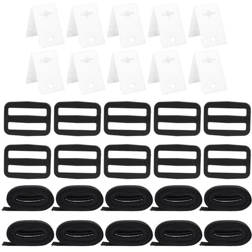 BOXOB 30pcs Pool Solar Cover Reel Attachment Kit, Including 10 Straps & Clips & Buckles Universal Inground Above Ground Pool Cover Roller Solar Blanket Straps Kit