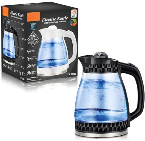 Bouilloire Électrique En Verre Transparent 2 L - Automatique, Multifonctionnelle Et Protégée Contre La Surchauffe(Black)