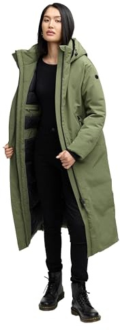 Navahoo Damkappa med magnetisk täcklist och ryggsäckshållare, varm vinterjacka, snövakt 14 XS-5XL, Olivblad, 3XL