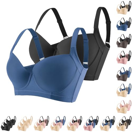 Générique Lot de 3 Soutiens-Gorge Femme avec Armatures Brassière Lisse Push Up Profond V Balconnet Bustier Bretelles Réglables Lingerie Sculptante Maintien Quotidien Confort Grande Taille