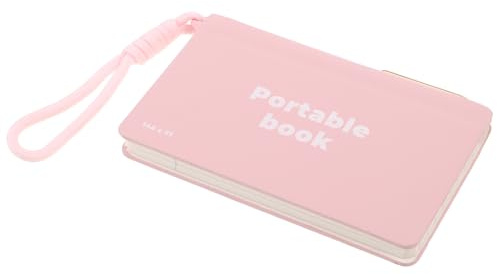 DIYEAH Cuaderno de Bolsillo Pequeño con Tapa de Pu Duradera, Mini Bloc de Notas Escolar con Portalápices Integrado, Bloc de Notas Portátil para Oficina, Viaje y Uso Diario en Color Rosa