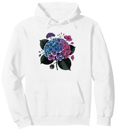 Watercolor Hydrangea Bee Pollinator Garden Art Floral Flower Pullover Hoodie