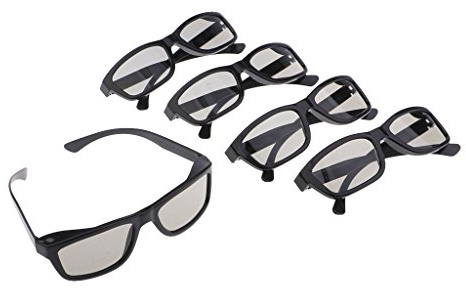 Milageto 5 Piezas Gafas 3D Polarización Pasiva Lentes de Plástico Accesorios para Películas Diseño Confortable Adecuado para Televisión Regalo Experiencia en, Negro
