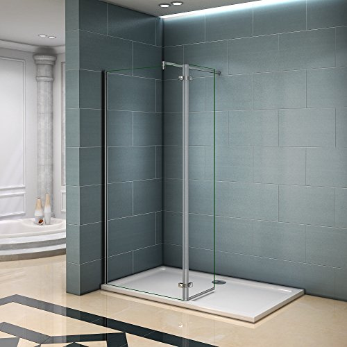 Paroi de douche 90x200 avec retour pivotante 40cm et la barre de fixation extension cylindrique paroi de douche à l'italienne