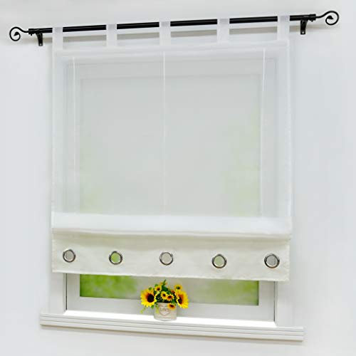 Joyswahl Voile Raffrollo mit Blende in Seidenoptik mit Zierösen Transparenter Raffgardine mit Schlaufen »Edith« Schals Fenster Vorhänge BxH 140x155cm Beige 1 Stück